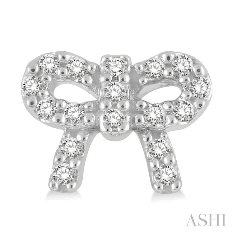 1/8 ctw Bow Tie Round Cut Diamond Petite Fashion Earring in 14K White Gold