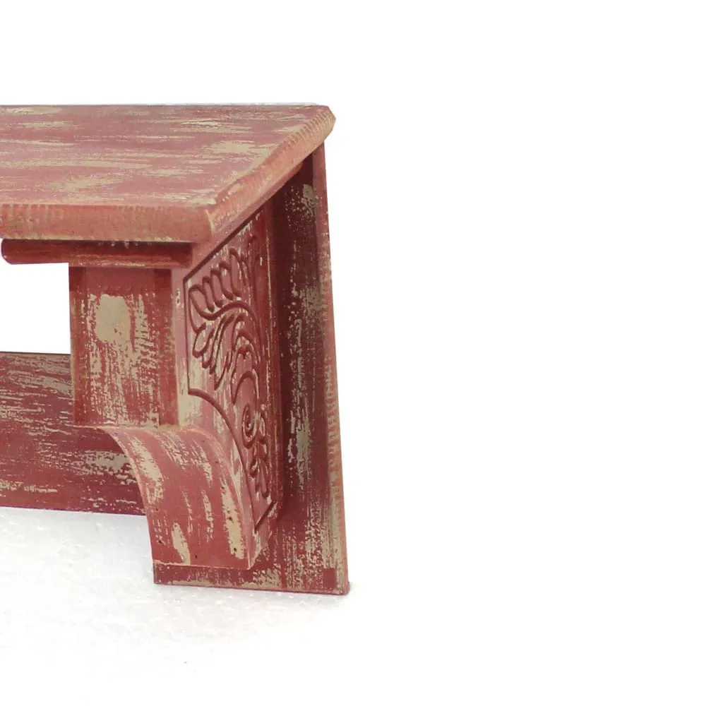 30" 4-Hook Wall Shelf with Clipped Corners, Distressed Red By Casagear Home