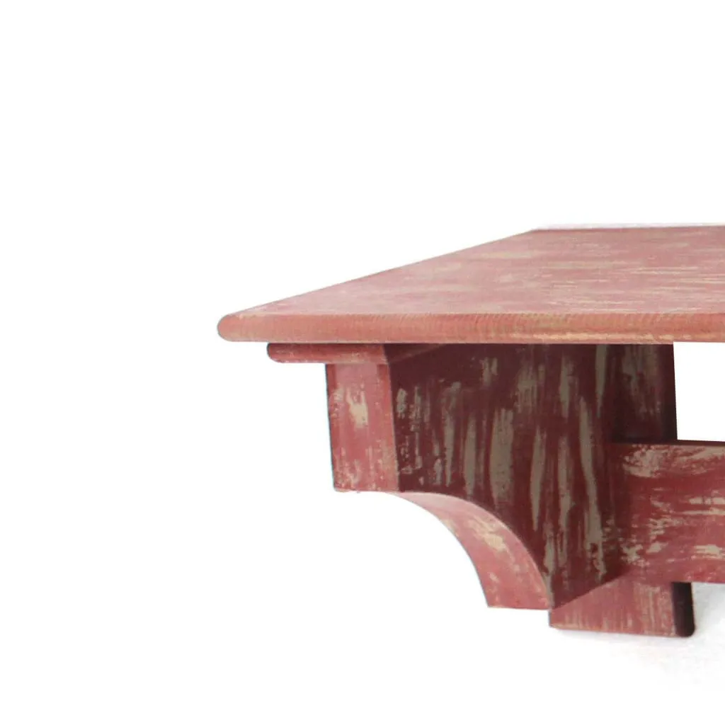 30" 4-Hook Wall Shelf with Clipped Corners, Distressed Red By Casagear Home