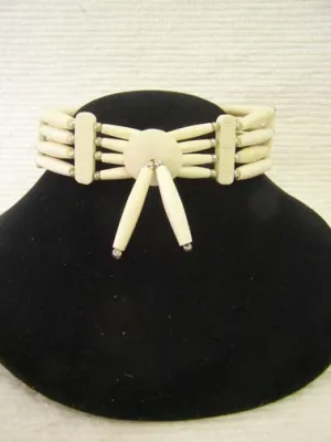 4-Row Native American Style White Choker with Center Piece