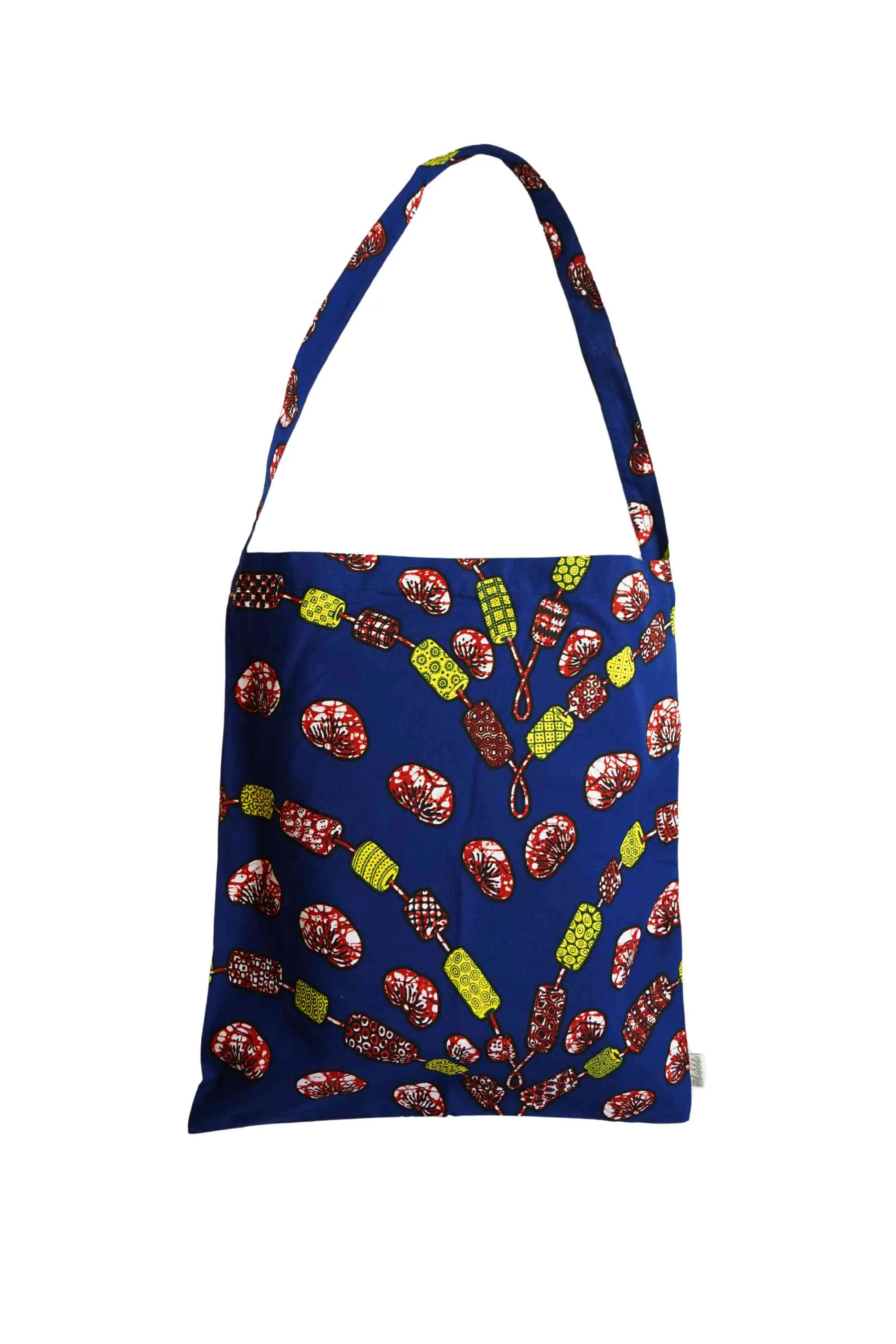 Akoli Messenger Totebag - Blue and Red African Ankara Wax Cotton Print_1