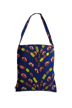 Akoli Messenger Totebag - Blue and Red African Ankara Wax Cotton Print_1