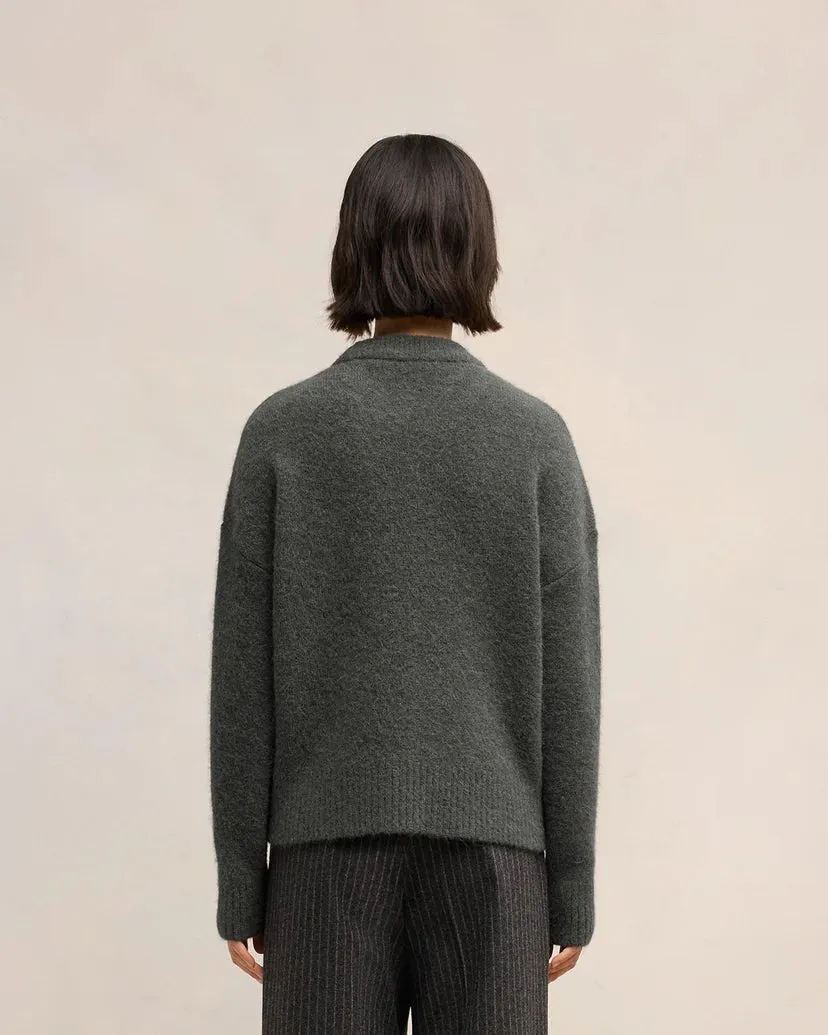 Ami Paris - Pull col Rond Ami de Cœur - Gris Foncé