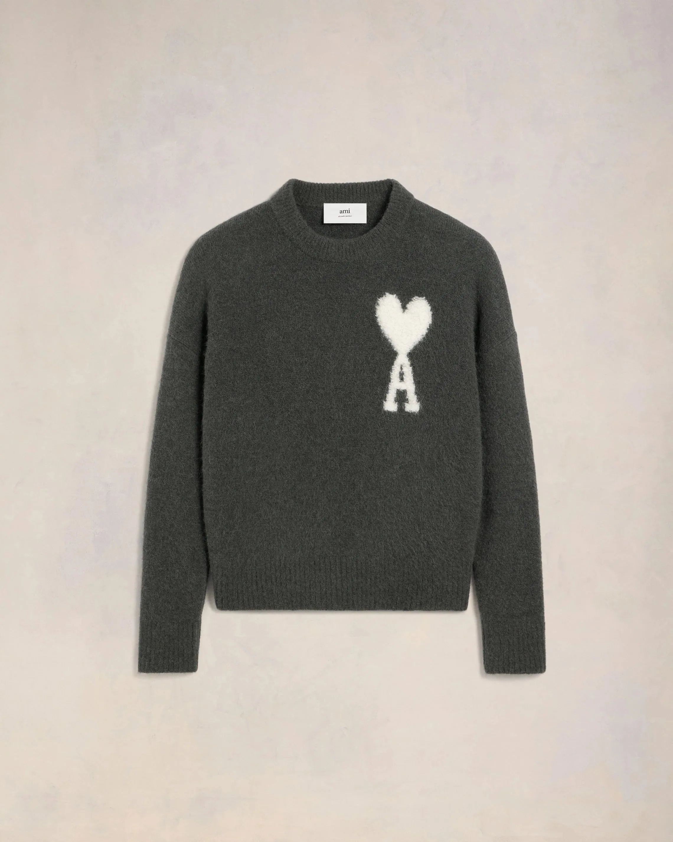 Ami Paris - Pull col Rond Ami de Cœur - Gris Foncé
