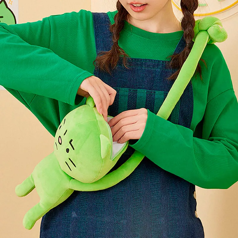 Anxiety Aesthetic Green Cat Messenger Bag