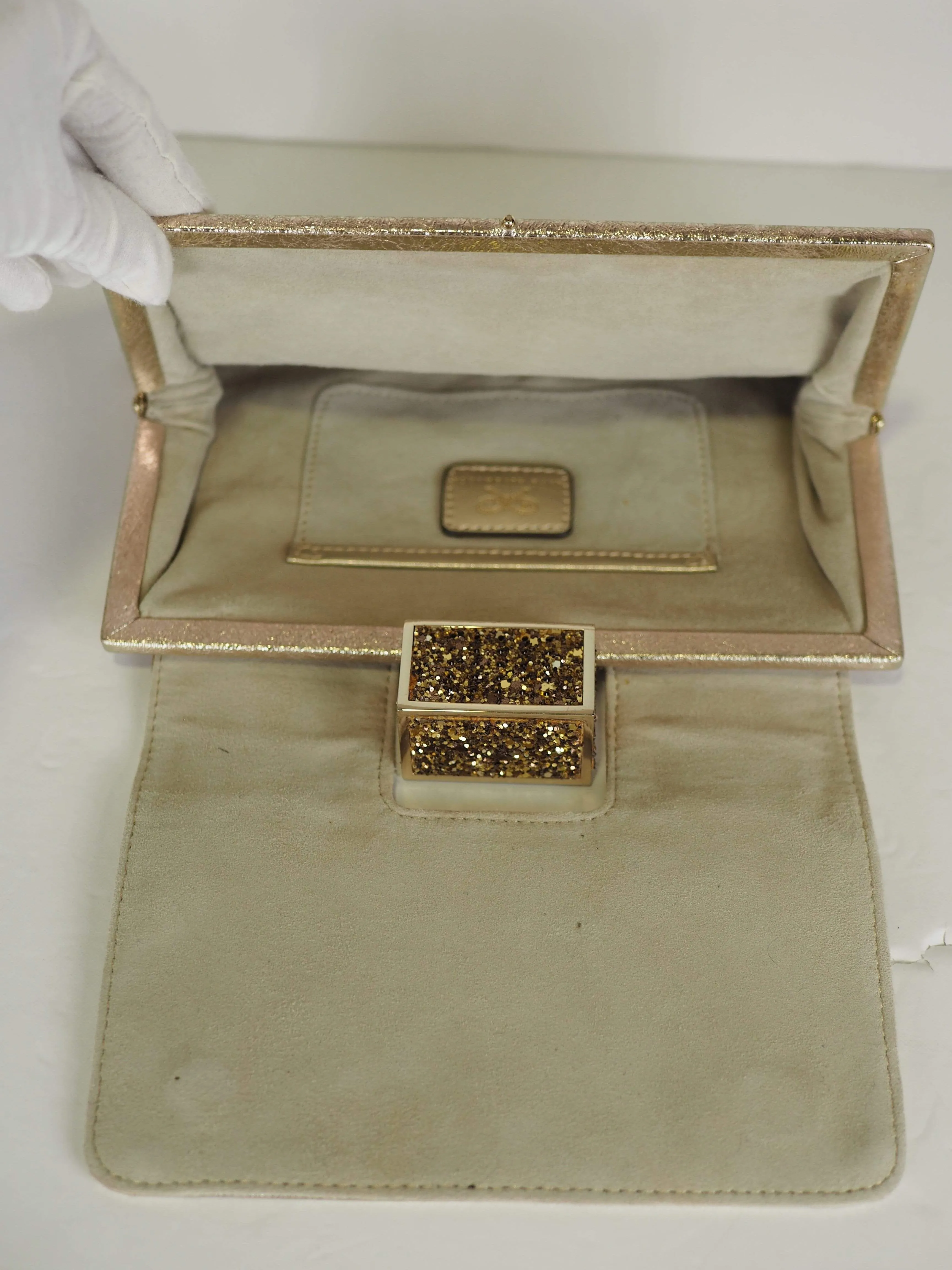 Anya Hindmarch Gold Glitter Clutch
