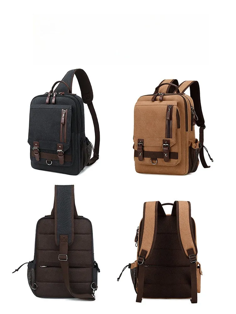 Army Green School Canvas Large Sling Bag For Men Business Canvas Chest Bag For Big Men