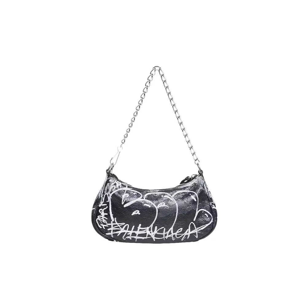 Balenciaga Le Cagole Mini Bag With Chain Graffiti