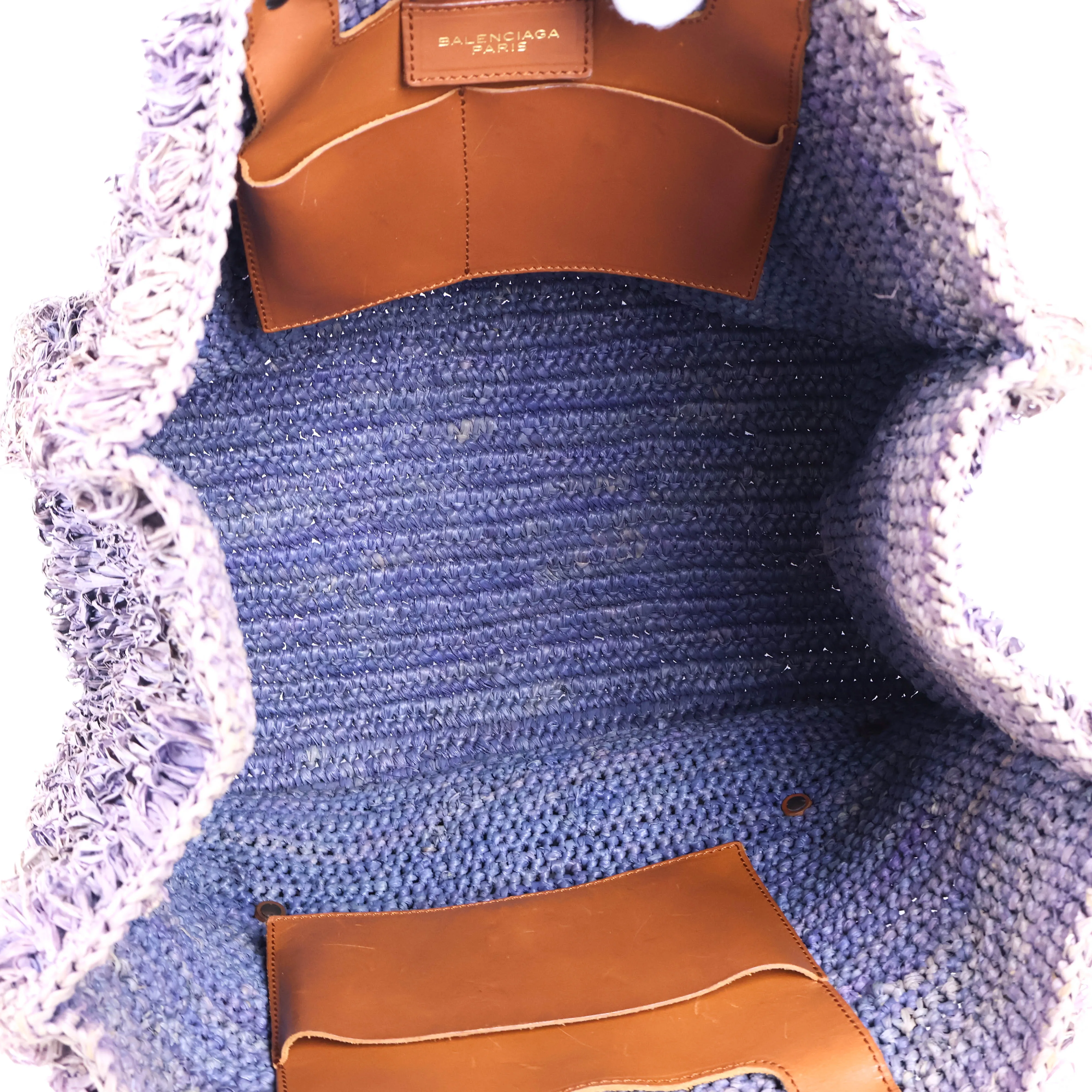 Balenciaga Tote Bag Rafia Purple Brown