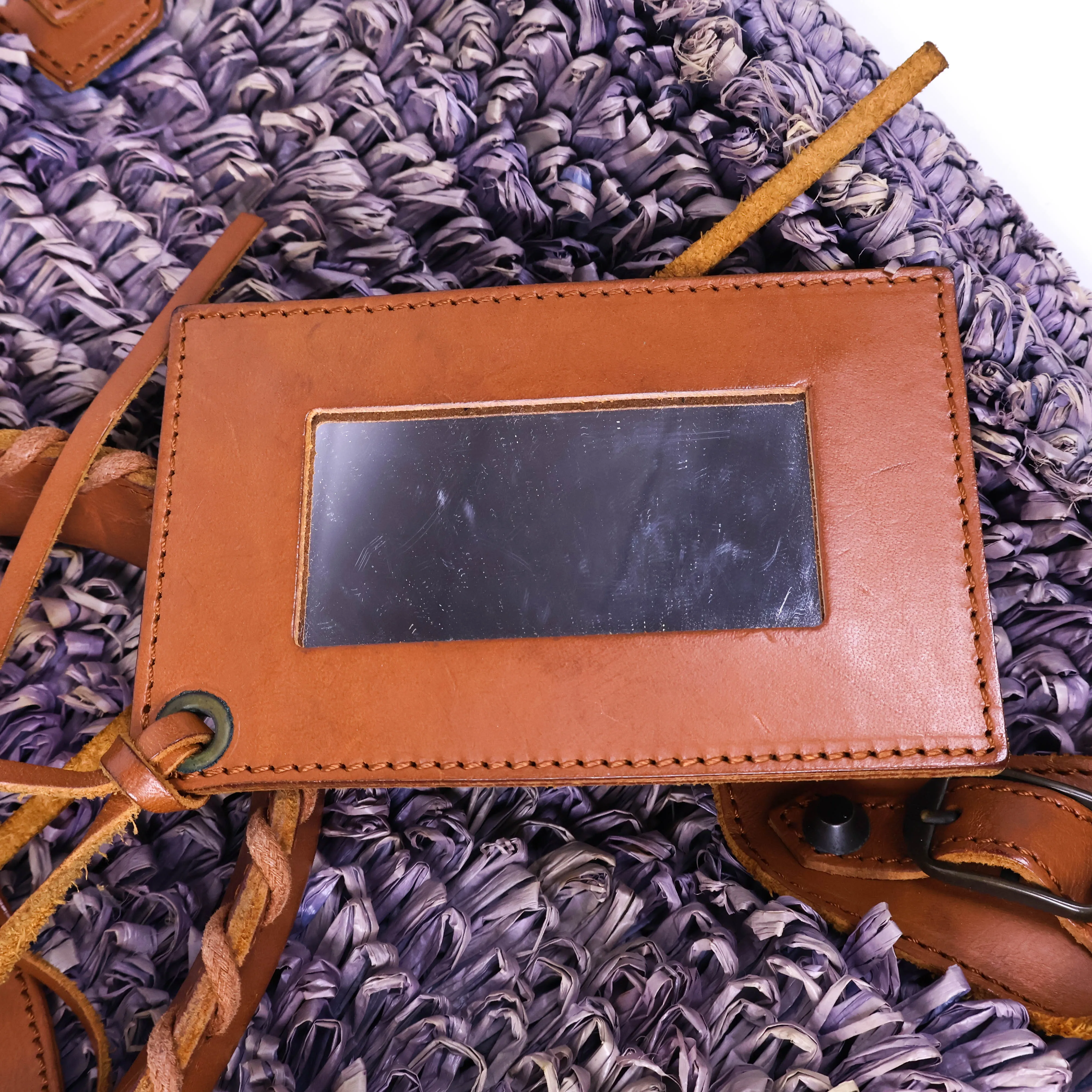 Balenciaga Tote Bag Rafia Purple Brown