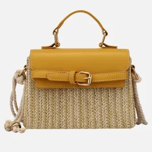 Beach Bag for Women Simple Portable Straw Square Crossbody Handbag