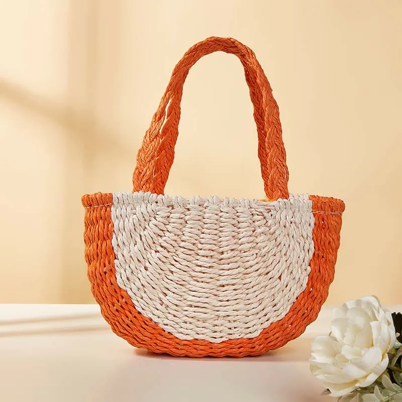 Beach Bag For Women Watermelon Pattern Portable Straw Crossbody Bag
