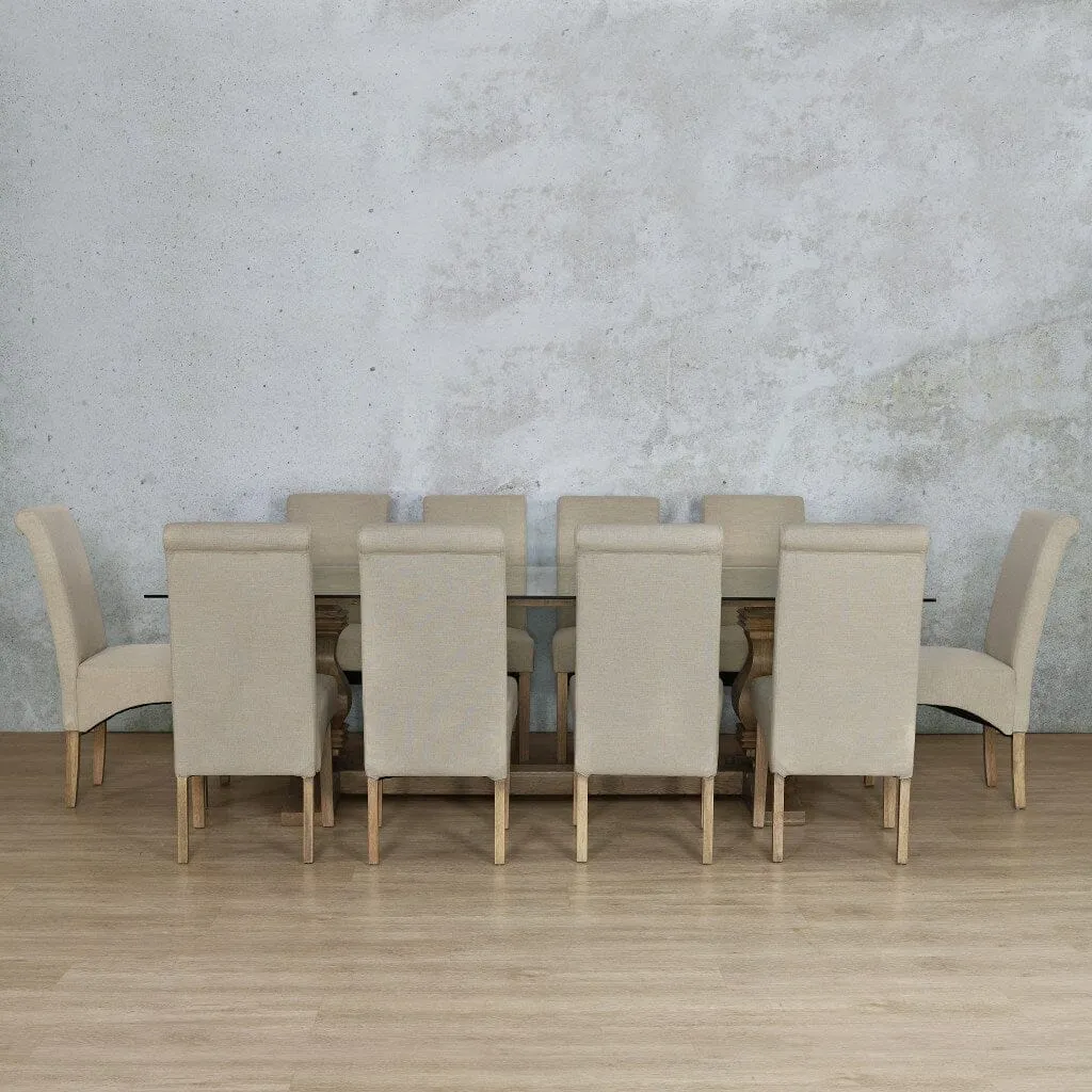 Belmont Glass Top & Windsor 10 Seater Dining Set