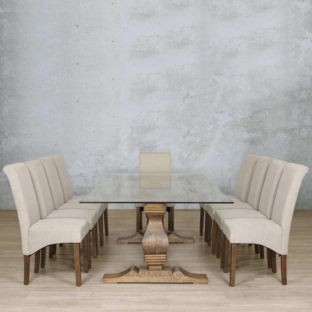 Belmont Glass Top & Windsor 10 Seater Dining Set