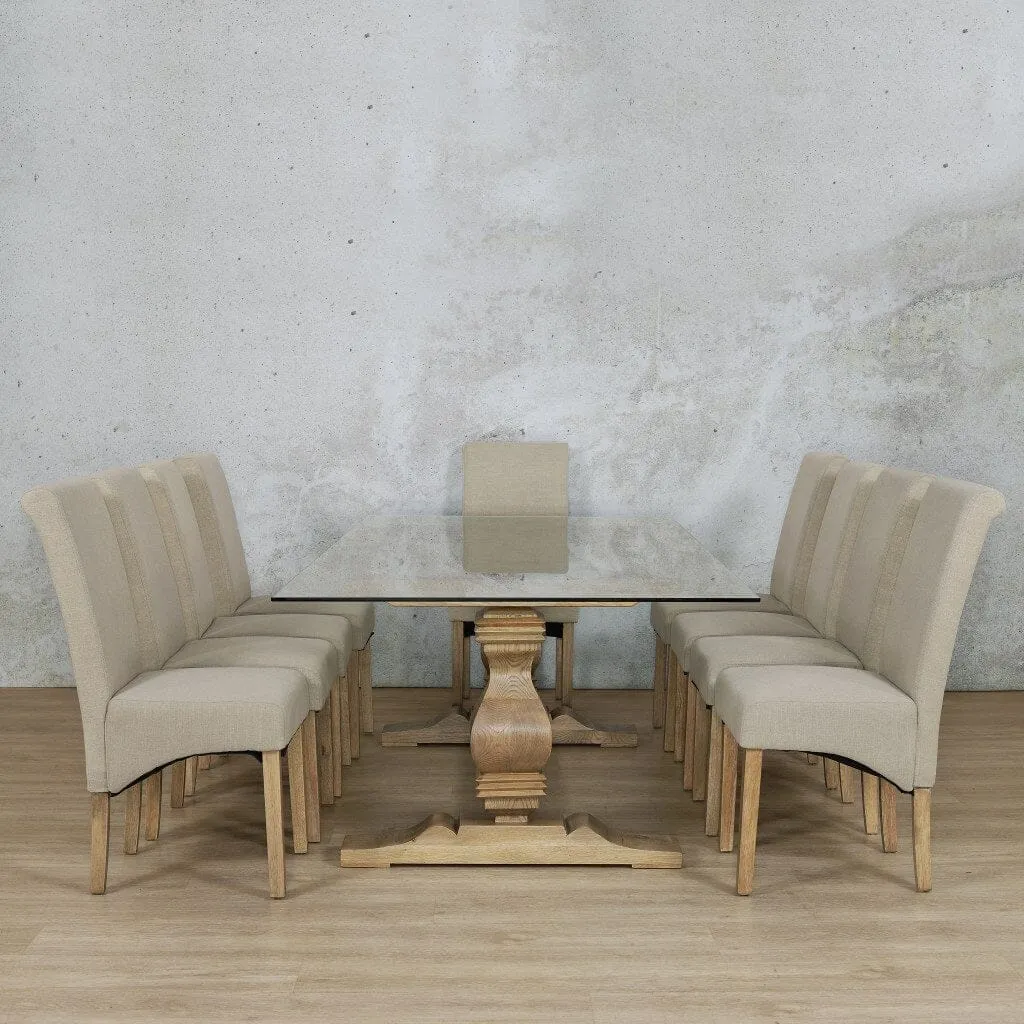 Belmont Glass Top & Windsor 10 Seater Dining Set