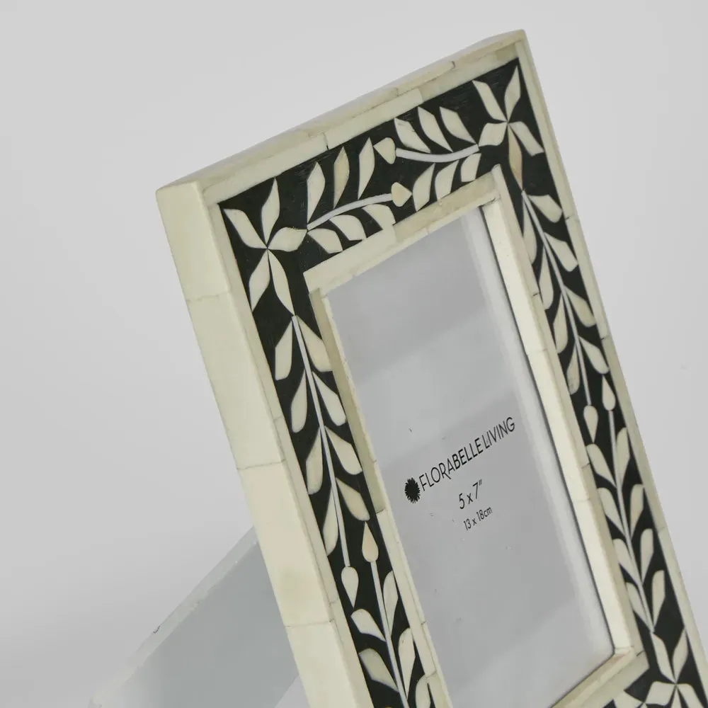 Black and White Floral Bone Inlay Frame