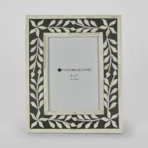 Black and White Floral Bone Inlay Frame