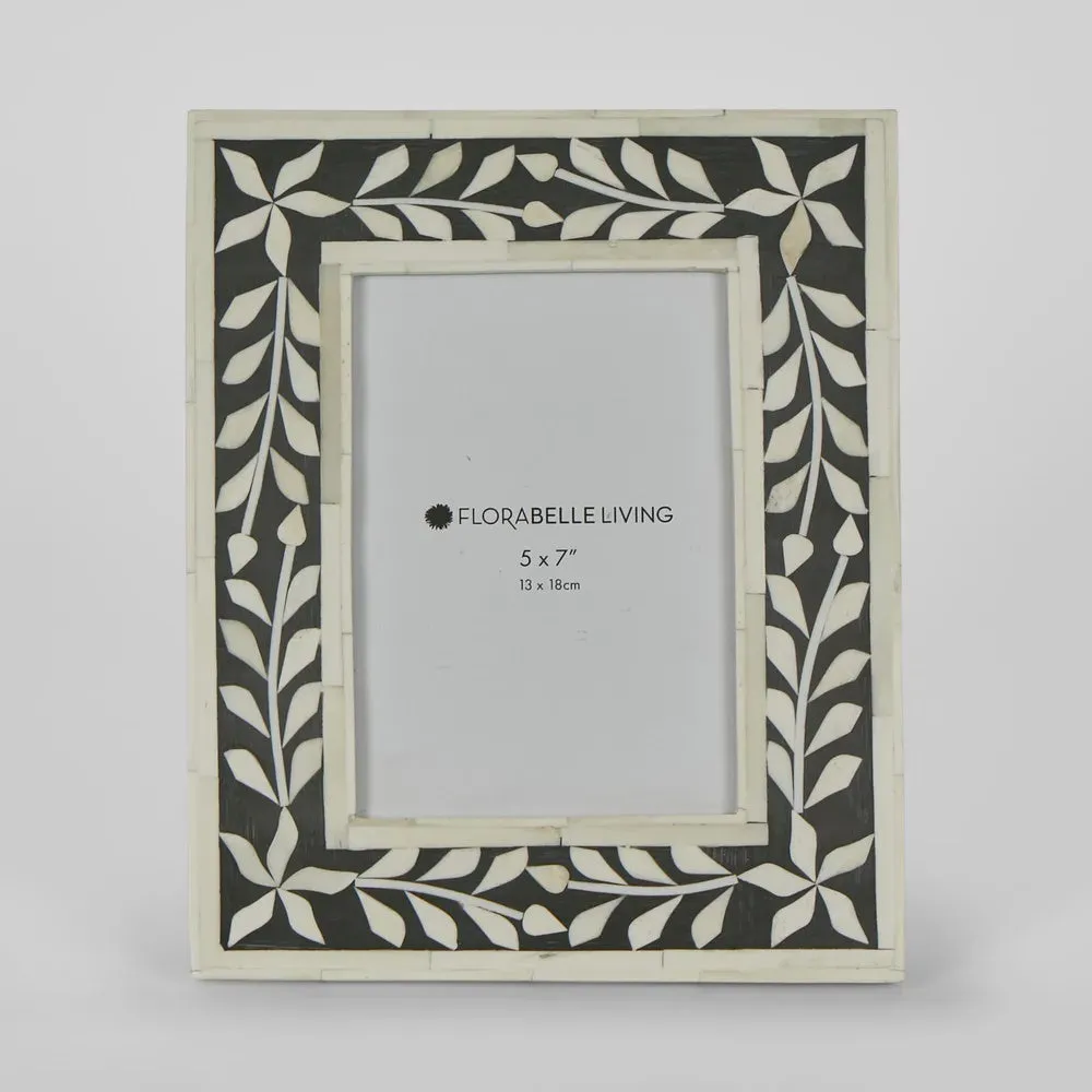 Black and White Floral Bone Inlay Frame