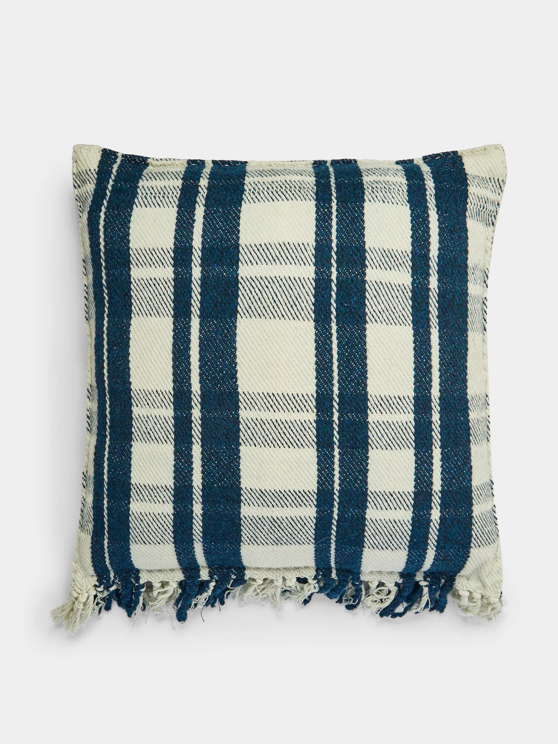 Blue check cushion