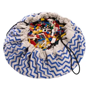 Blue Zig Zag Toy Storage Bag