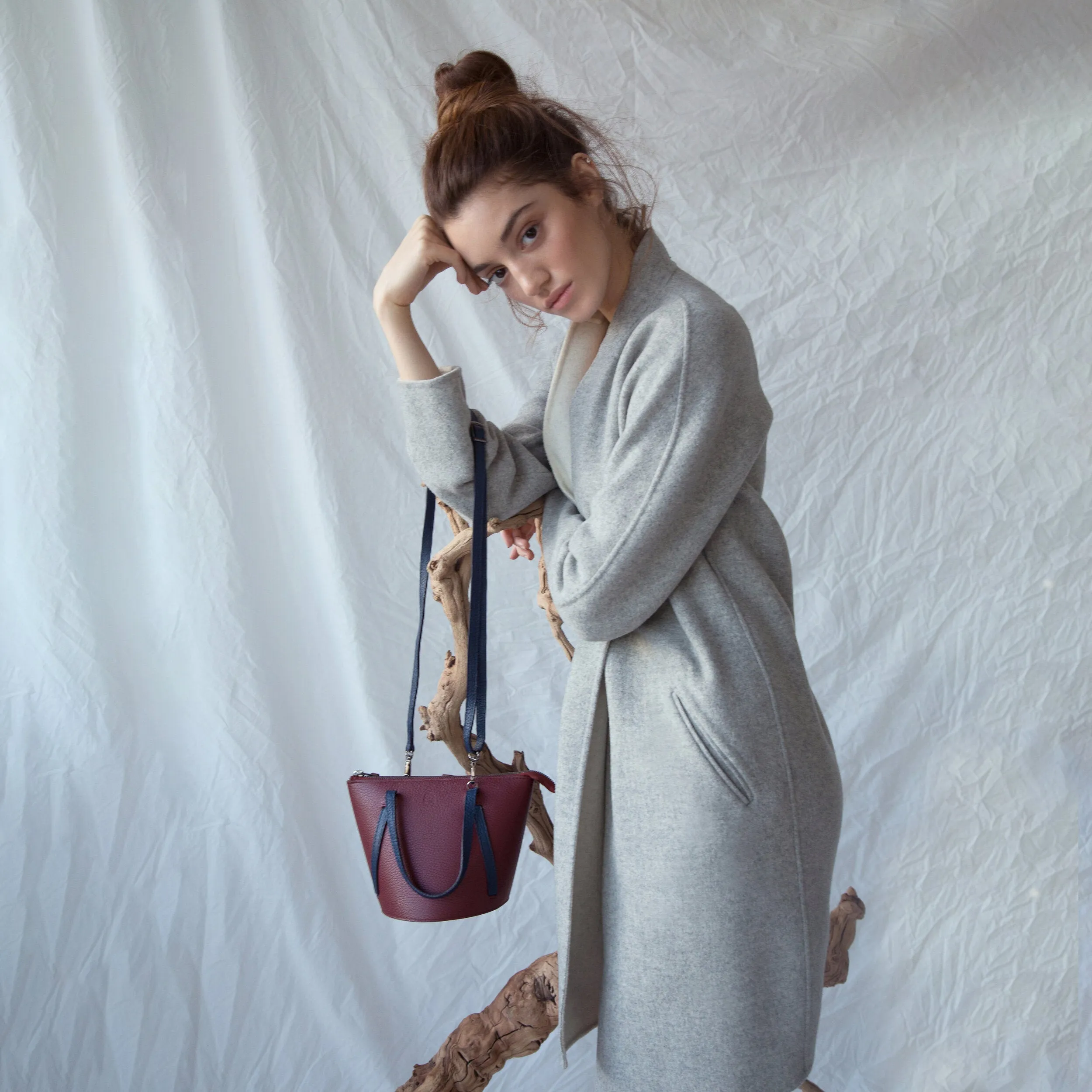Bordeaux   Navy | Classic Bucket Bag