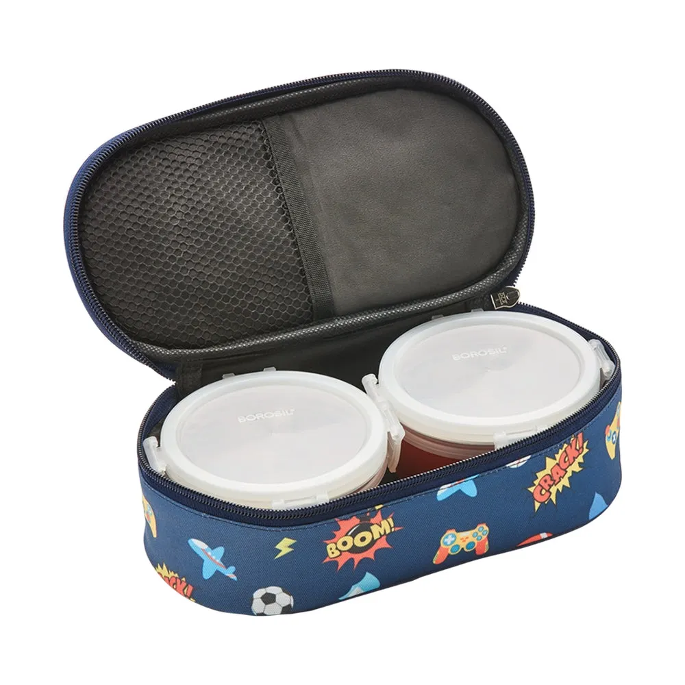 Borosil Blaze Blue Lunchbox, Round x 2 (Flat)