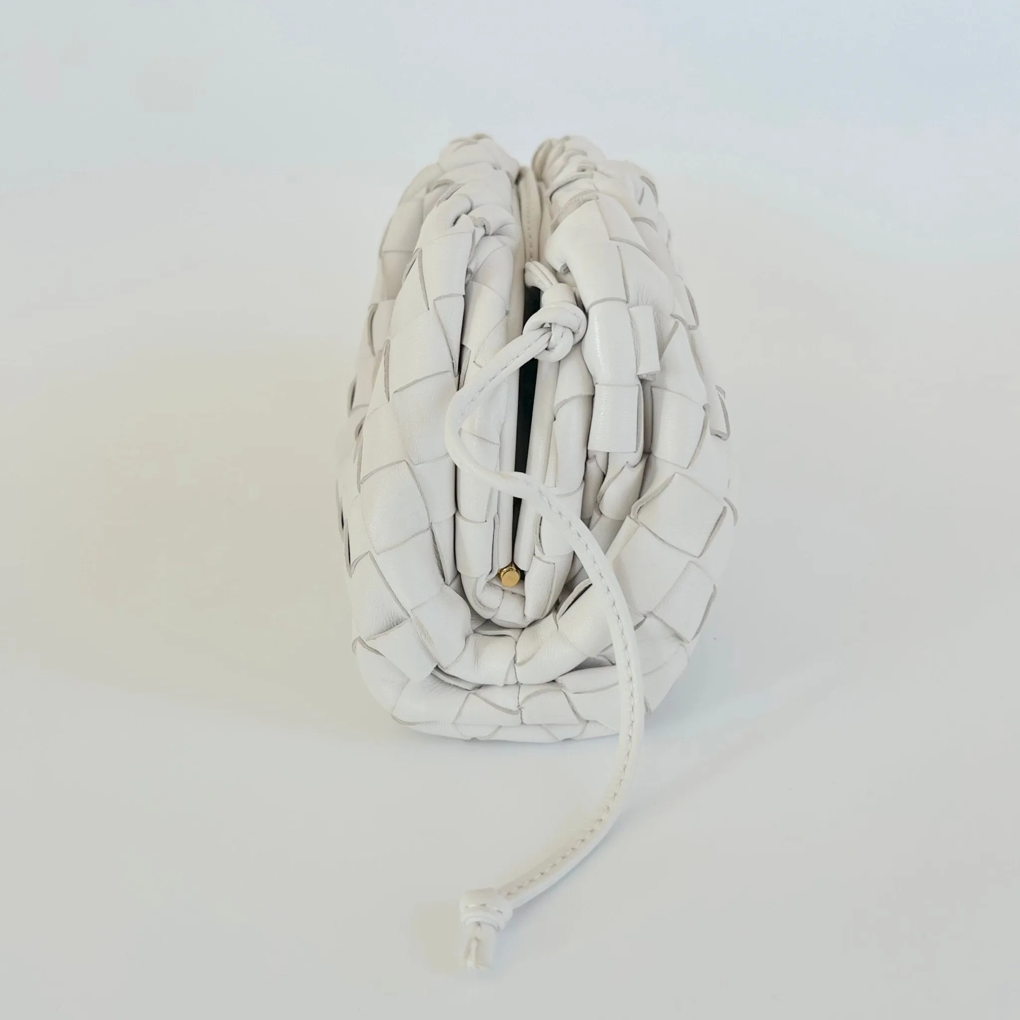 Bottega Veneta White Intrecciato Leather Mini The Pouch Bag