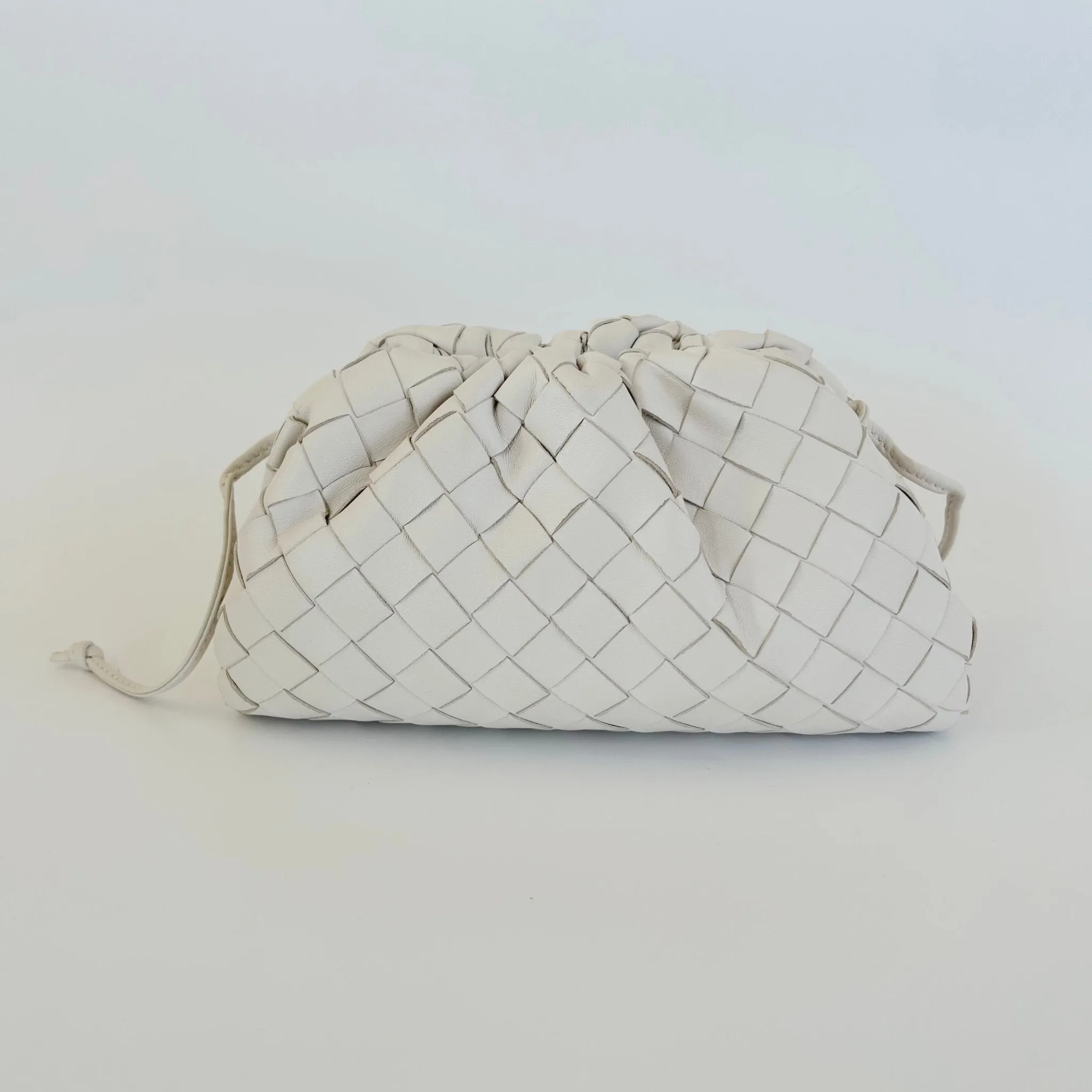 Bottega Veneta White Intrecciato Leather Mini The Pouch Bag