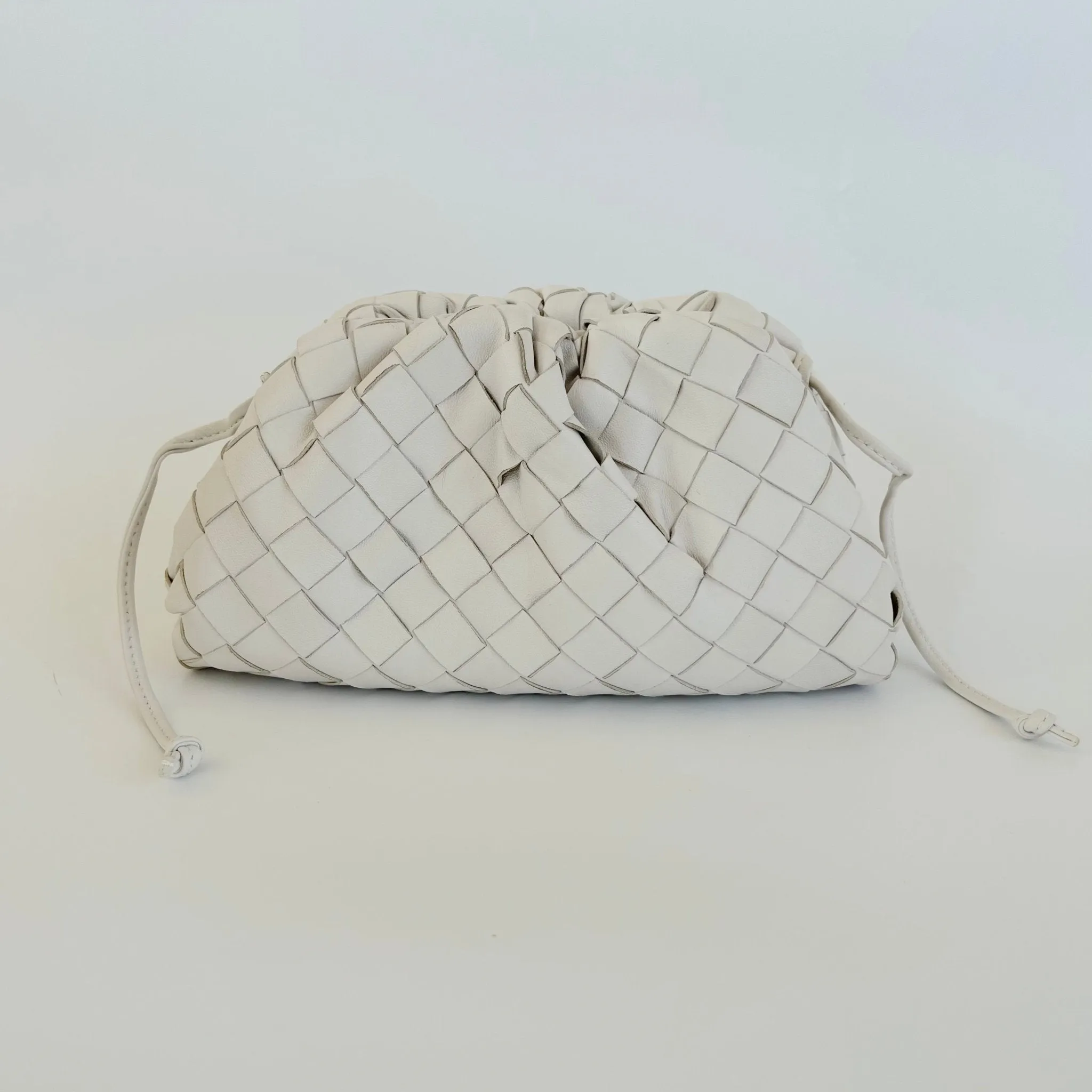 Bottega Veneta White Intrecciato Leather Mini The Pouch Bag