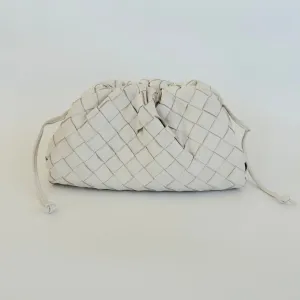 Bottega Veneta White Intrecciato Leather Mini The Pouch Bag