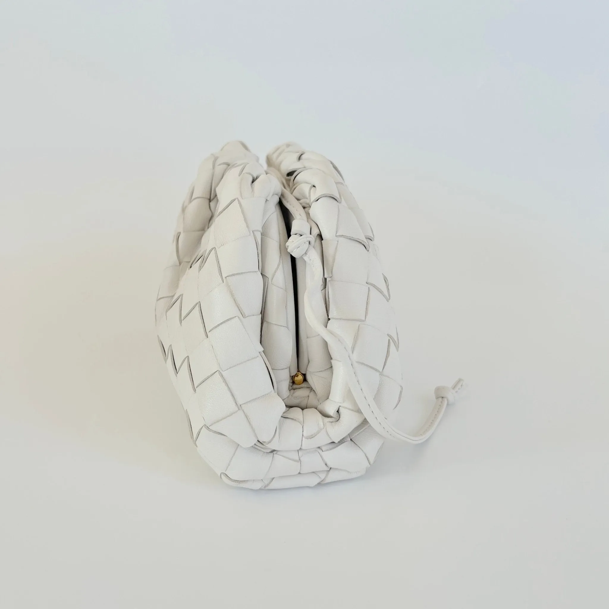 Bottega Veneta White Intrecciato Leather Mini The Pouch Bag