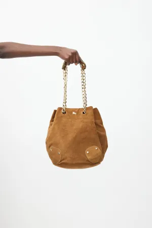 Brown & Gold Suede Bucket Bag