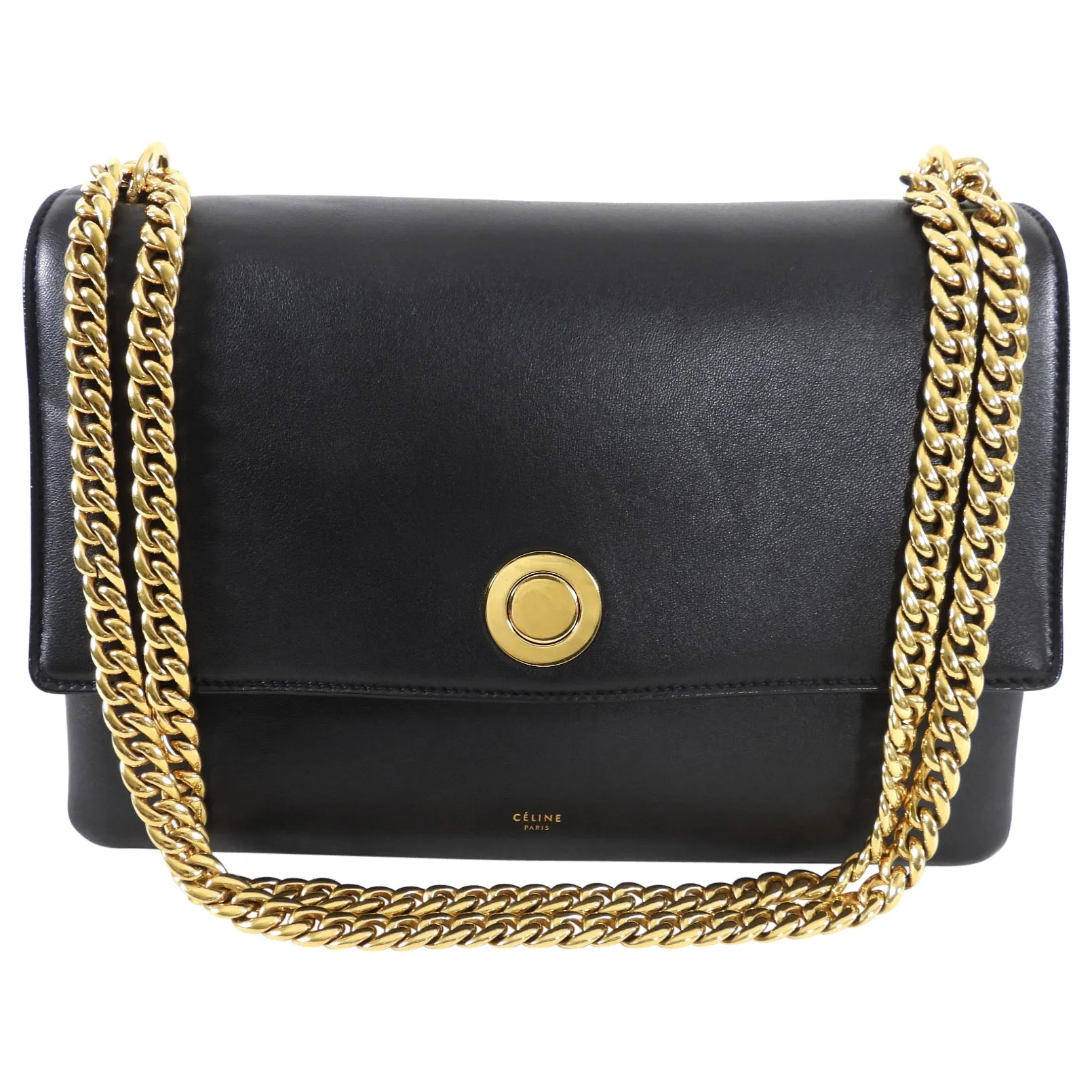 Celine Black Leather Chain Strap Triple Bag