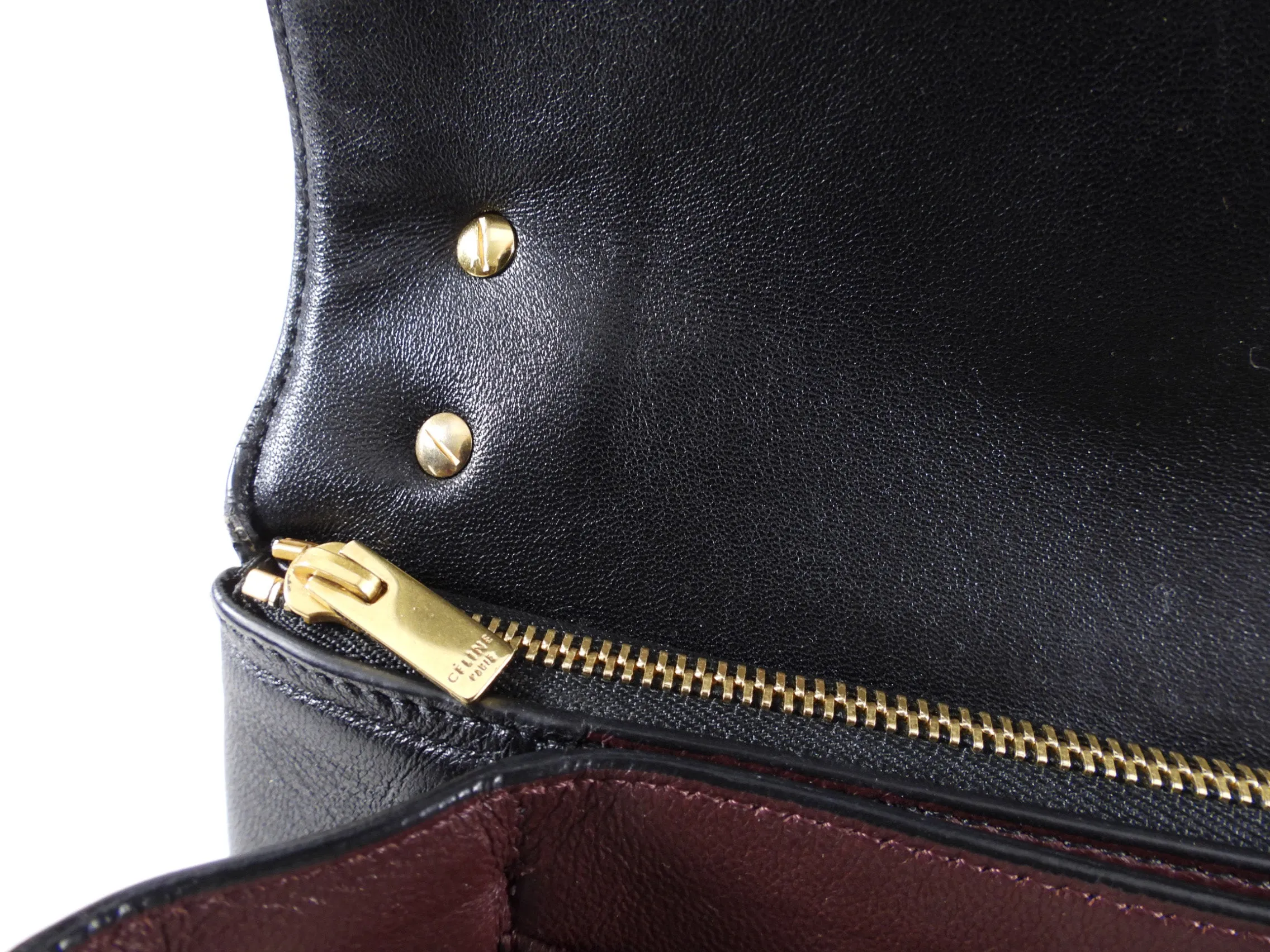 Celine Black Leather Chain Strap Triple Bag