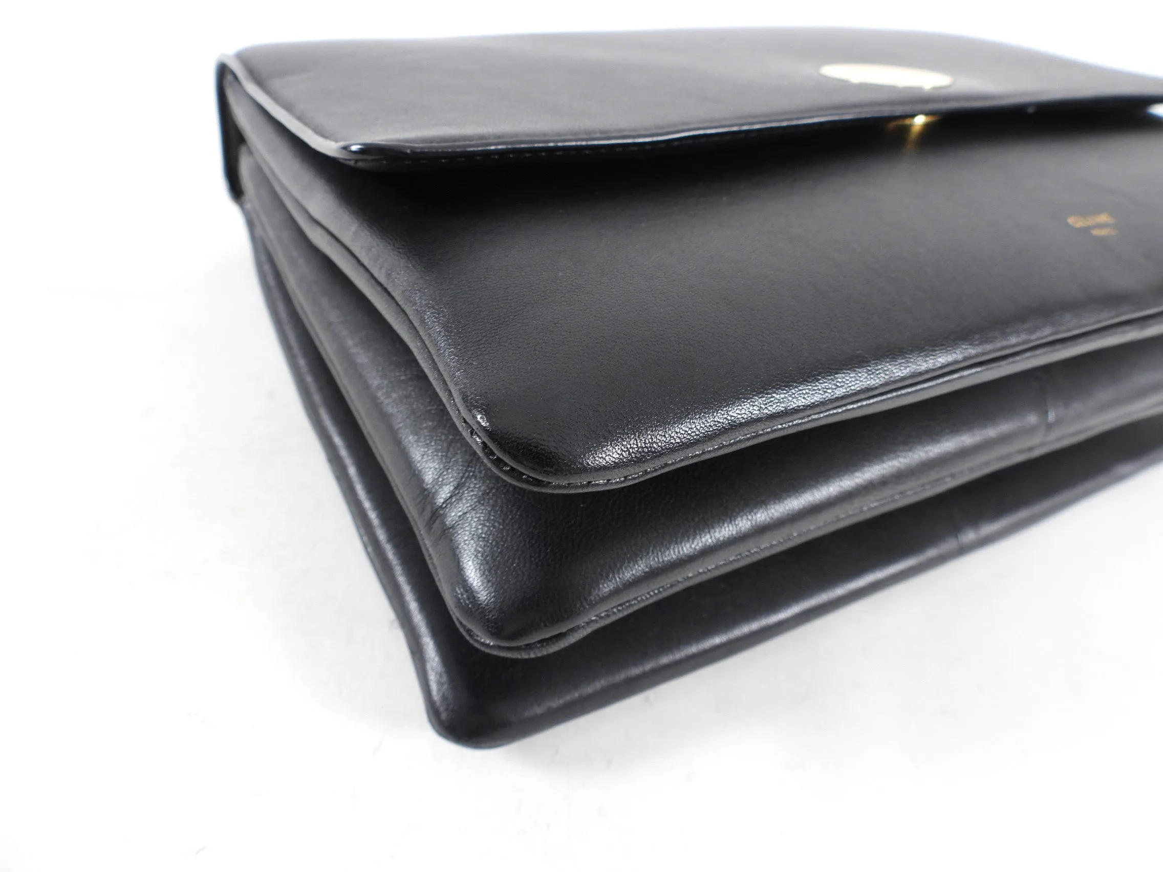 Celine Black Leather Chain Strap Triple Bag