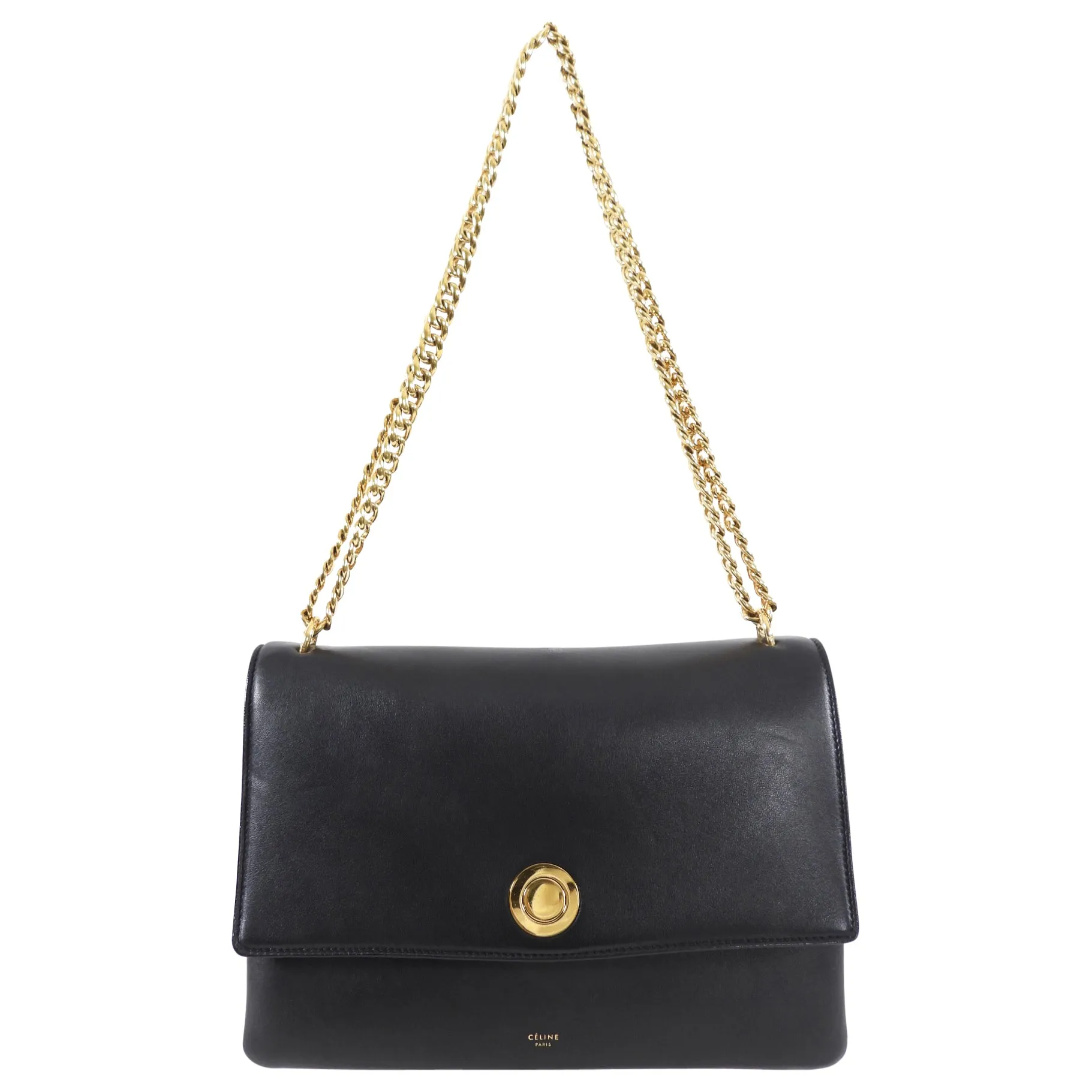 Celine Black Leather Chain Strap Triple Bag