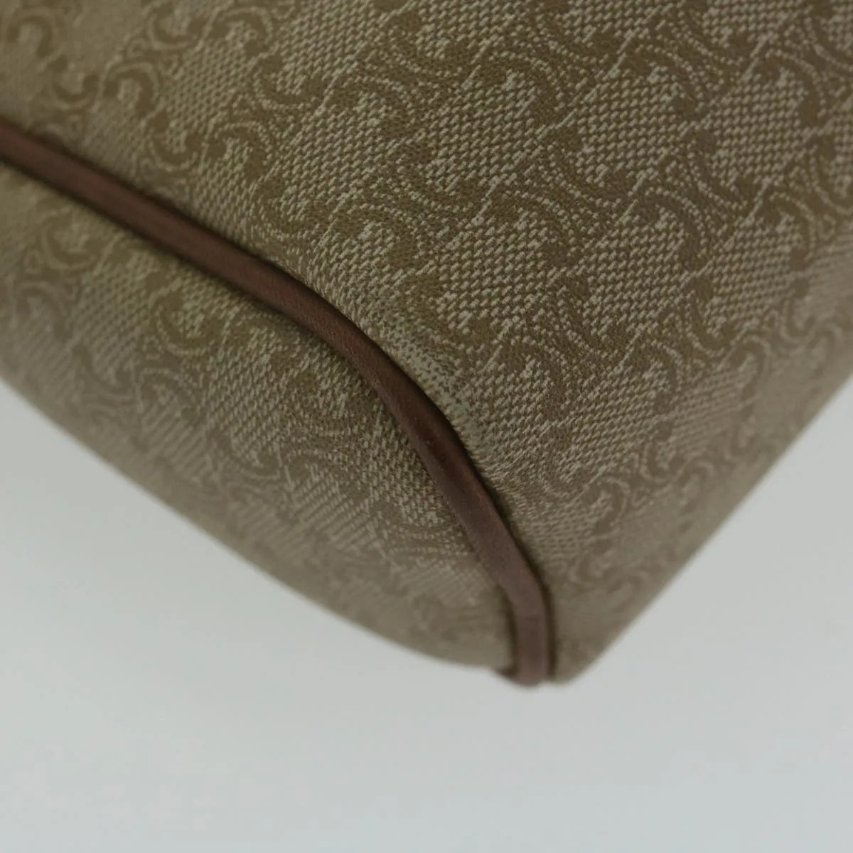 CELINE Macadam Canvas Clutch Bag Beige Auth ar11023