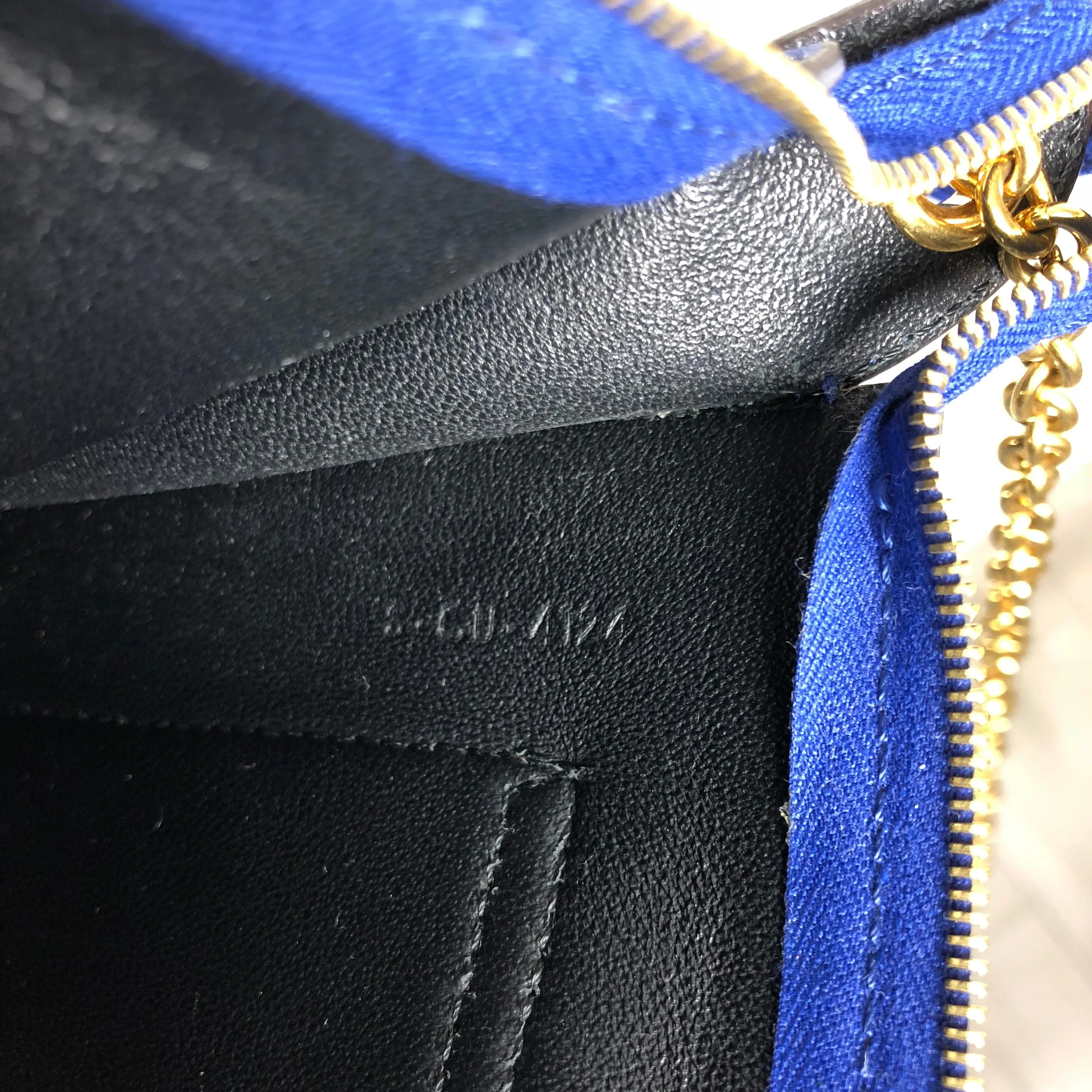 Celine Tricolor Blue Burgundy Taupe Bag with Pocket