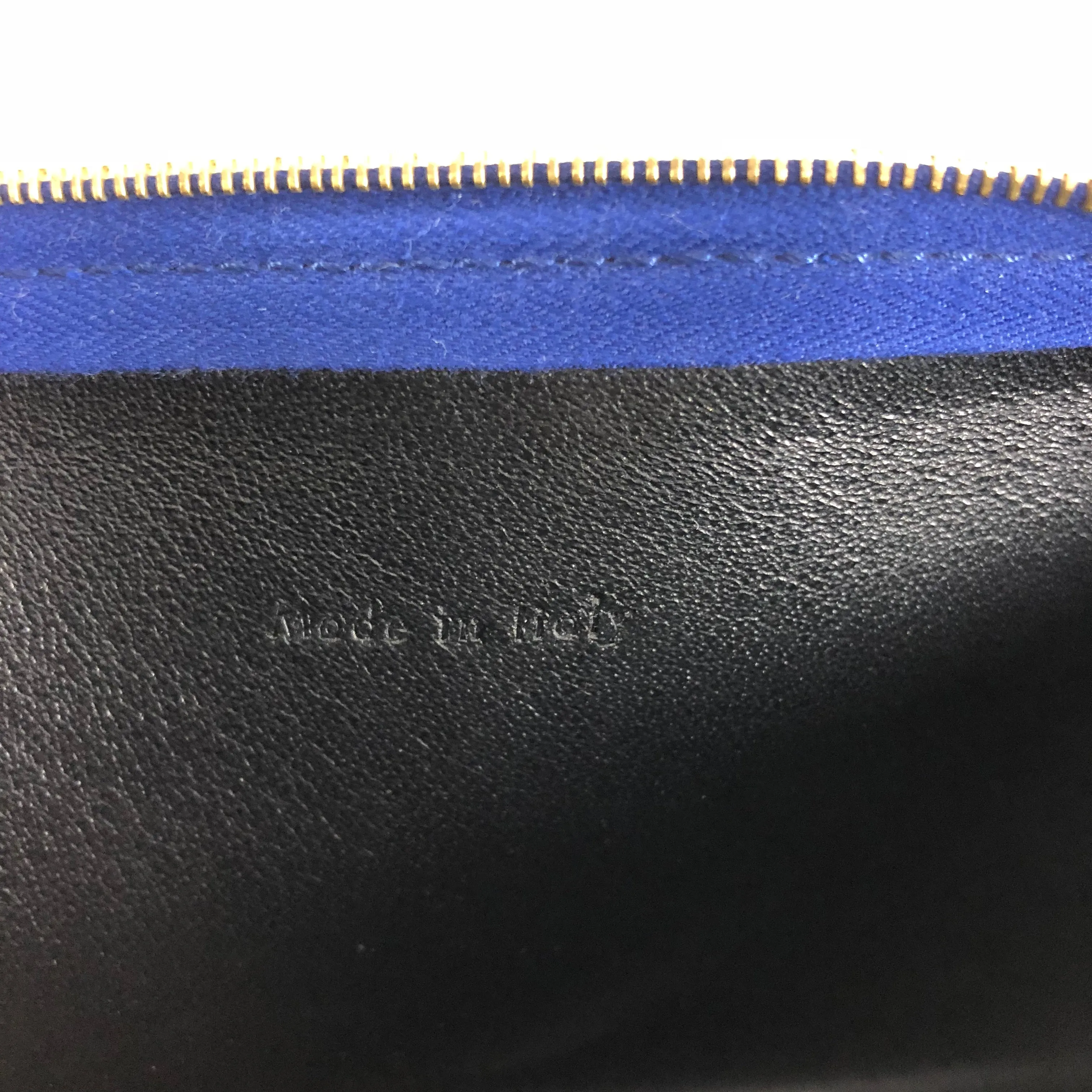 Celine Tricolor Blue Burgundy Taupe Bag with Pocket