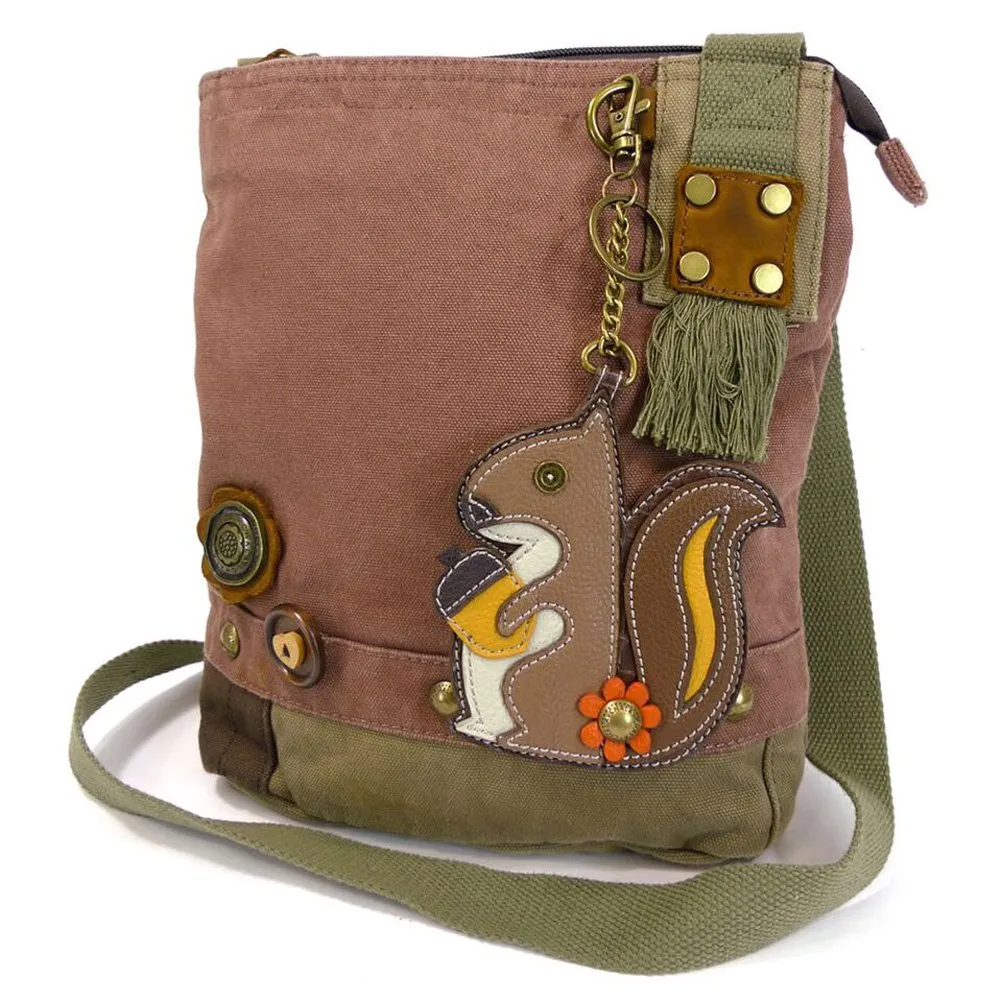 Chala Handbags Patchwork Crossbody Canvas Messenger Bags with Faux Leather Animal Coin Purse