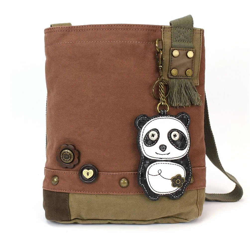 Chala Handbags Patchwork Crossbody Canvas Messenger Bags with Faux Leather Animal Coin Purse