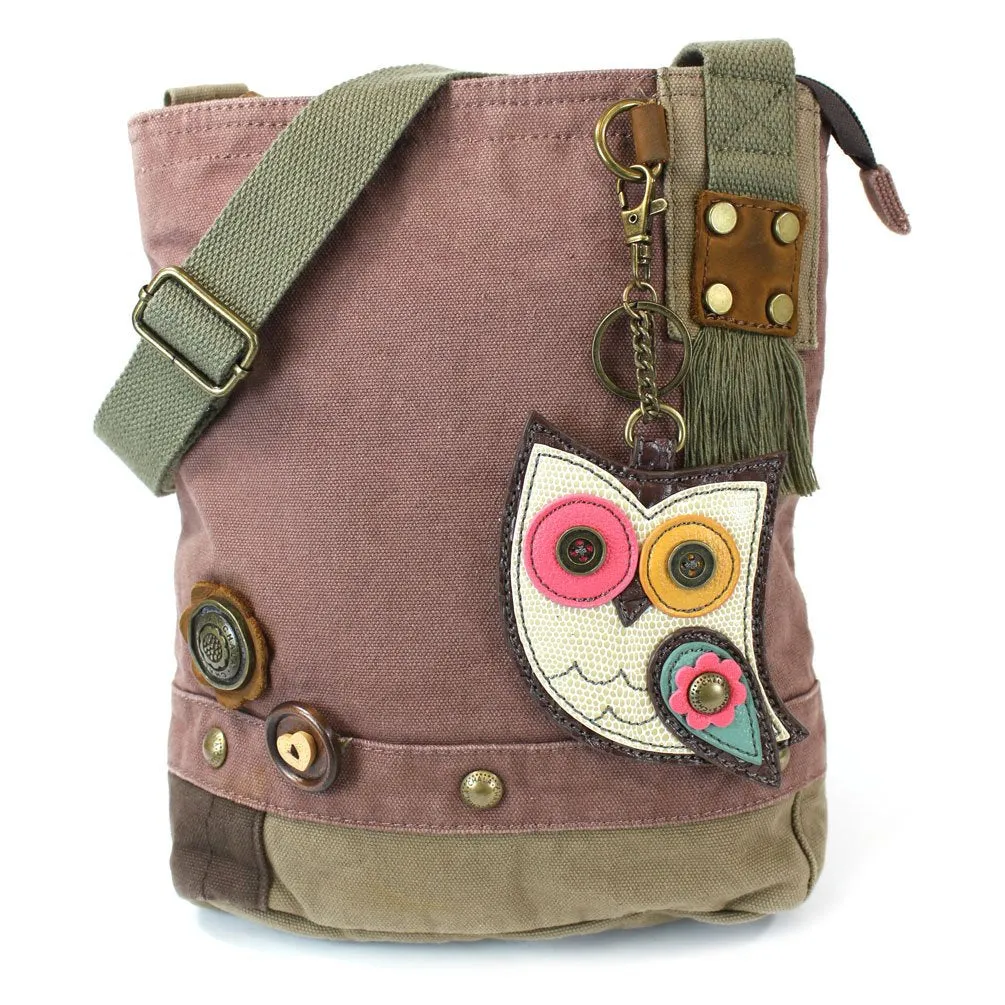 Chala Handbags Patchwork Crossbody Canvas Messenger Bags with Faux Leather Animal Coin Purse