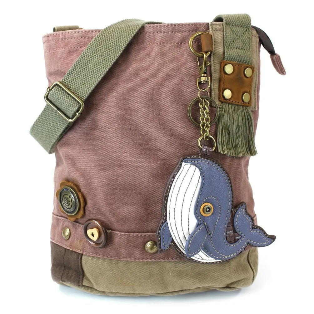 Chala Handbags Patchwork Crossbody Canvas Messenger Bags with Faux Leather Animal Coin Purse
