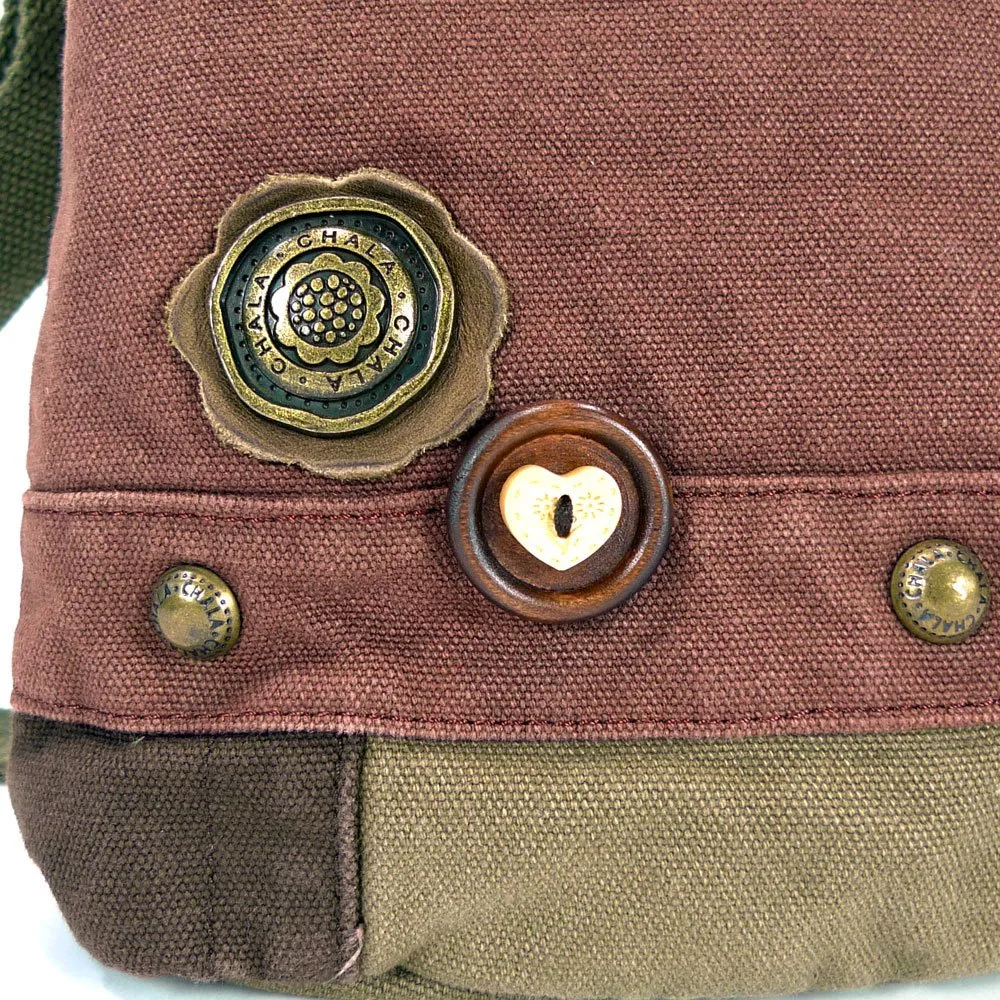 Chala Handbags Patchwork Crossbody Canvas Messenger Bags with Faux Leather Animal Coin Purse