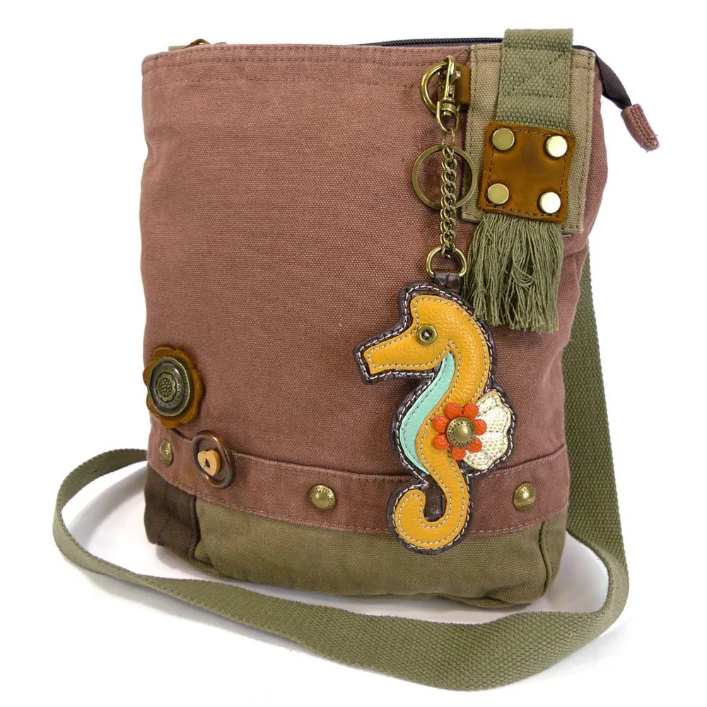 Chala Handbags Patchwork Crossbody Canvas Messenger Bags with Faux Leather Animal Coin Purse