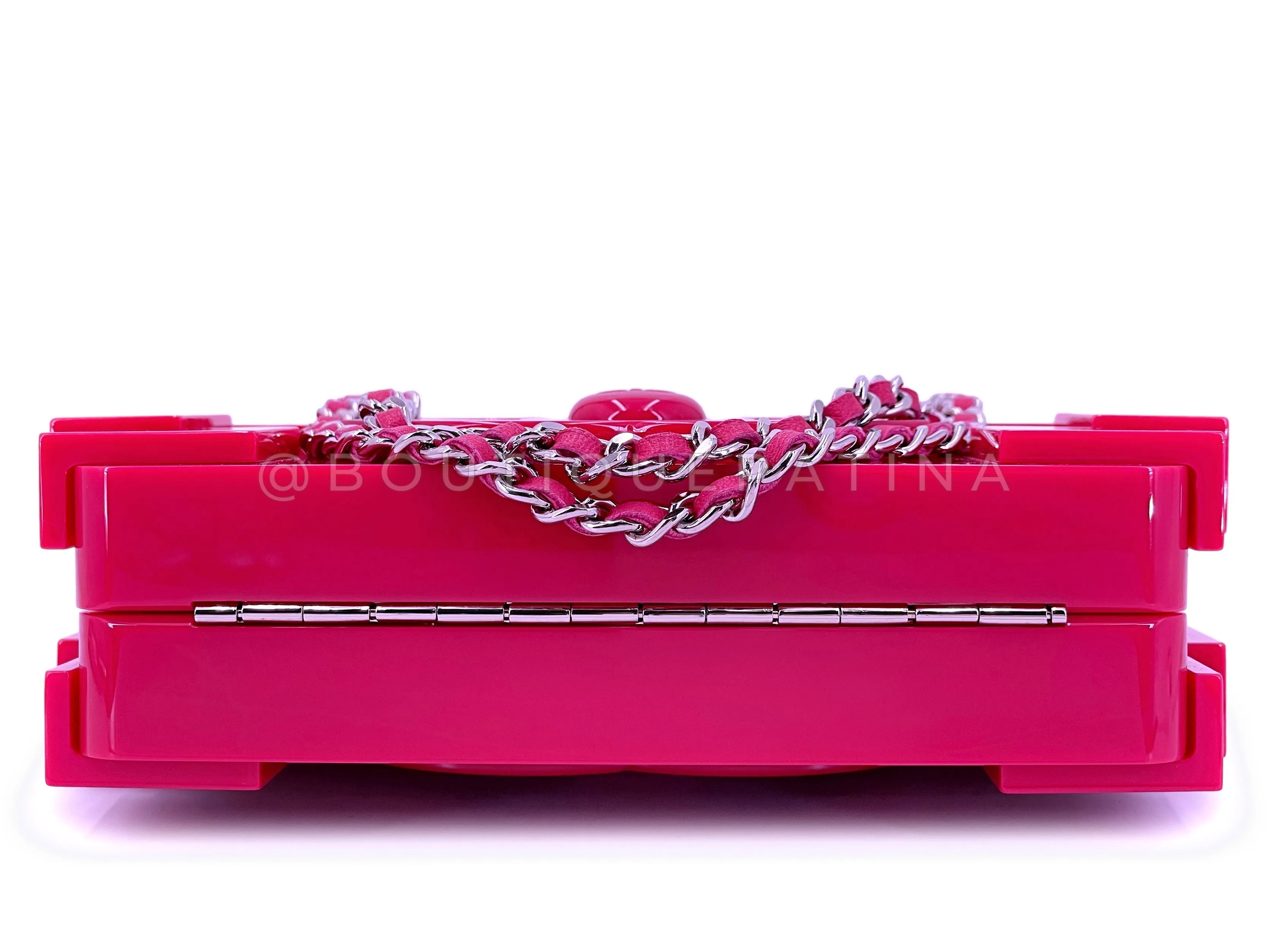 Chanel 2014 Pink Lego Brick Minaudière Plexiglass Clutch Shoulder Bag RHW