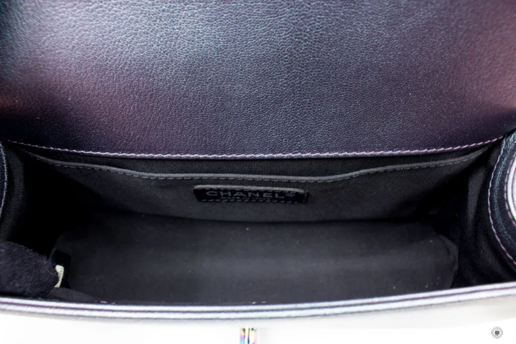 Chanel A67086 Boy Rainbow  Iridescent Purple  Calfskin Medium Shoulder Bags