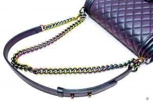 Chanel A67086 Boy Rainbow  Iridescent Purple  Calfskin Medium Shoulder Bags
