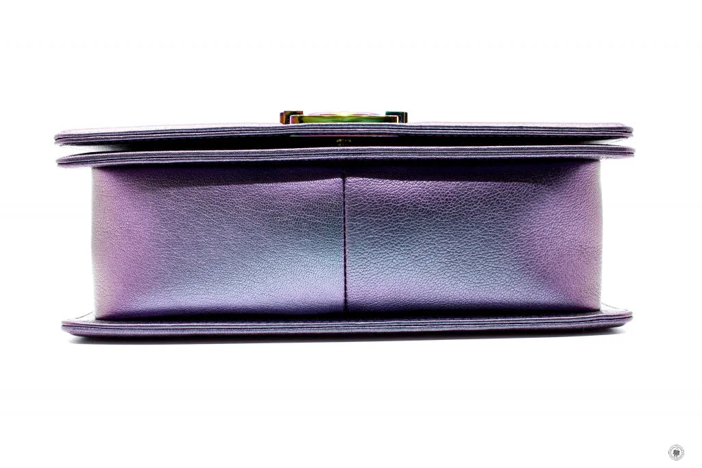 Chanel A67086 Boy Rainbow  Iridescent Purple  Calfskin Medium Shoulder Bags