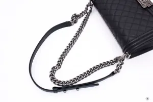 Chanel A67086 Y83338 Boy Black   94305 Caviar Medium Shoulder Bags Sbhw